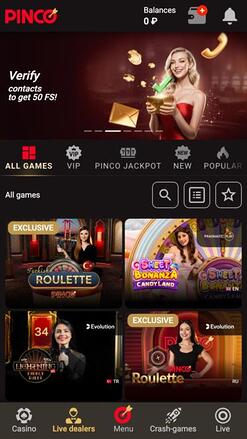 Pinco Casino Live Dealer Mobile