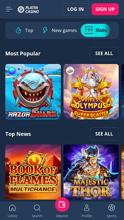 Platin Casino Mobile Games
