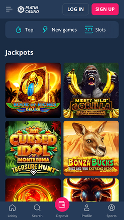 Platin Casino Mobile Jackpot