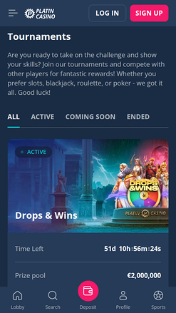 Platin Casino Mobile Tournamnets