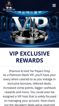 Platinum Reels Casino Mobile VIP Program