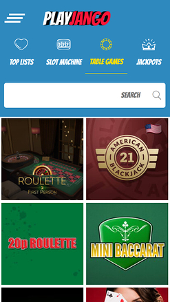 Play Jango Casino Mobile Table Games