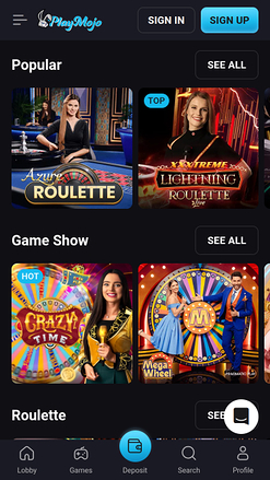 PlayMojo Casino Mobile Live Dealer
