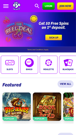 PlayOJO Casino Mobile Homepage