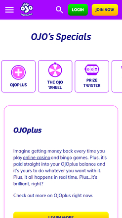 PlayOJO Casino Mobile Specials