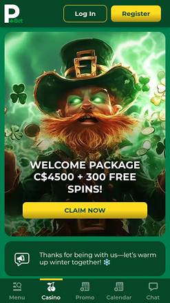 PokerBet Casino Mobile Homepage