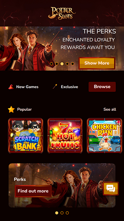 Potter Slots Casino Mobile Homepage
