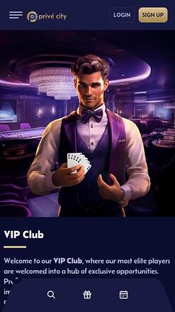 Prive City Casino VIP mobile page