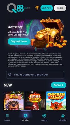 Q88bets Mobile Homepage