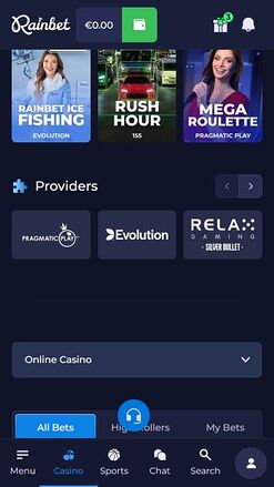 Rainbet Casino Mobile Game Developers