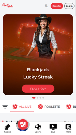 RealSpin Casino Mobile Live Dealer