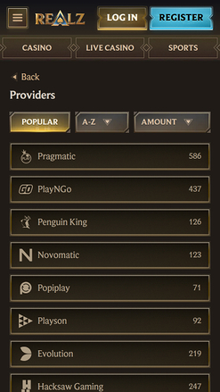 Realz Casino Game Developers