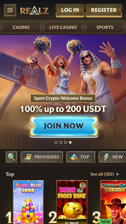 Realz Casino Homepage