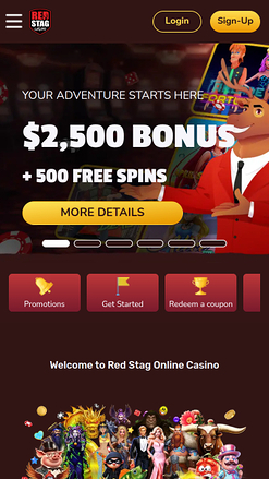 Red Stag Casino Mobile Homepage
