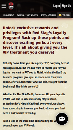 Red Stag Casino Mobile VIP Program