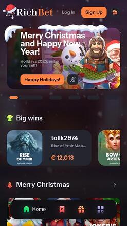 RichBet Casino Homepage Mobile