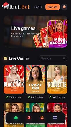 RichBet Casino Live Dealer Mobile