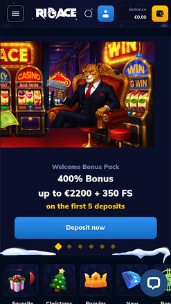 Rioace Casino Mobile Homepage