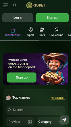 RioBet Casino Mobile Homepage