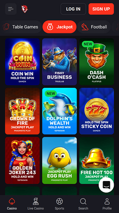Rooster Bet Mobile Jackpot