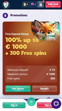 Promotions mobile page screenshot of SafeCasino
