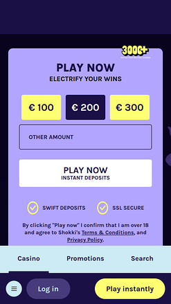 Shokki Casino Mobile Homepage