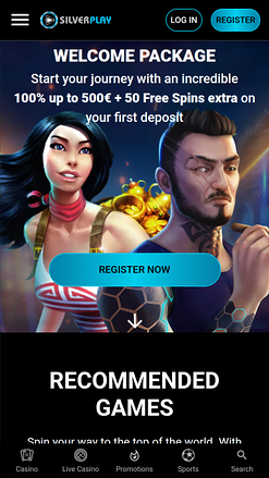 SilverPlay Casino Mobile Homepage