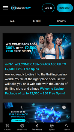 SilverPlay Casino Mobile Homepage