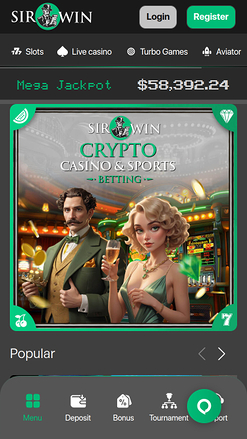 SirWin Casino Mobile Homepage