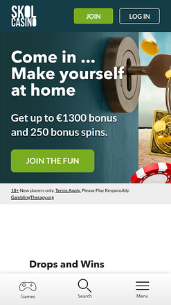 SkolCasino Mobile Homepage
