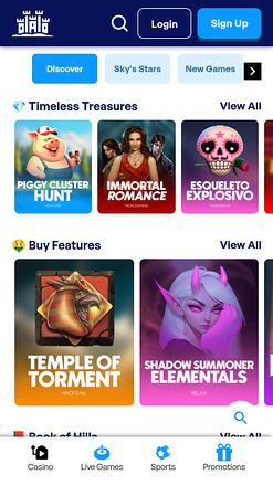 Sky Hills Casino Mobile Games