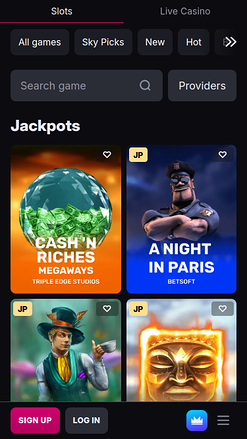 Skycrown Casino Mobile Jackpot