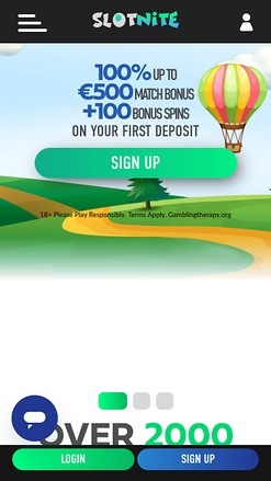 Slotnite Casino Mobile Homepage