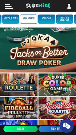 Slotnite Casino Mobile Live Dealer