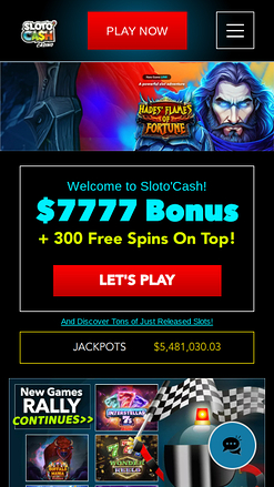 SlotoCash Casino Mobile Homepage