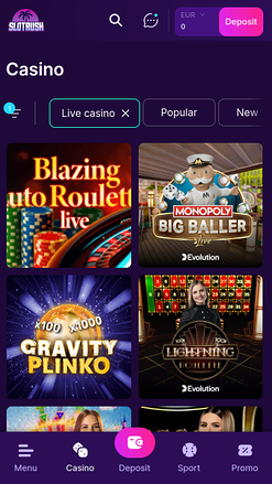 SlotRush Casino Mobile Live dealer