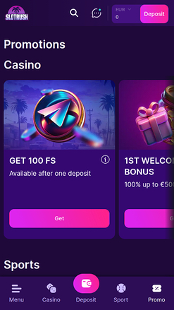 SlotRush Casino Mobile Promotions