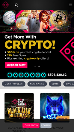 SlotsandCasino Mobile Homepage