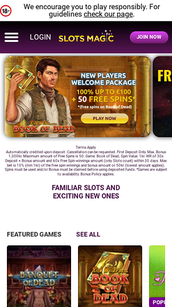 Slots Magic Casino Mobile Homepage