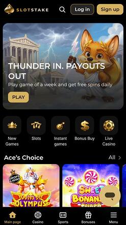 SlotStake Casino mobile homepage