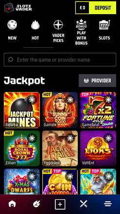 SlotsVader Casino Mobile Jackpot