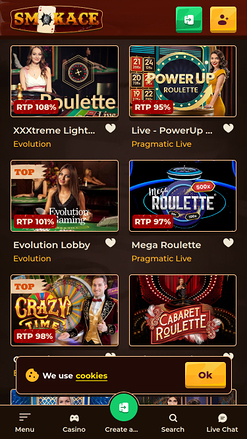 SmokAce Casino Mobile Live Dealer
