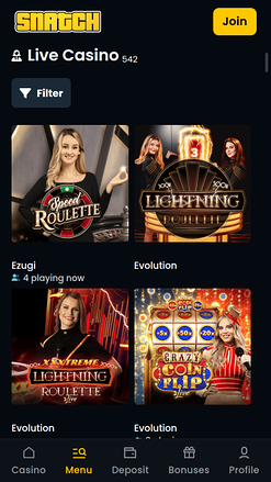 Snatch Casino Mobile Live Dealer