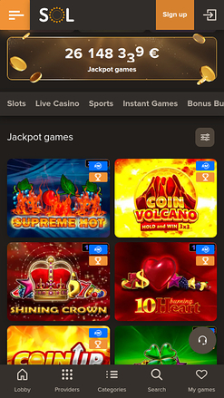 Sol Casino Mobile Jackpot