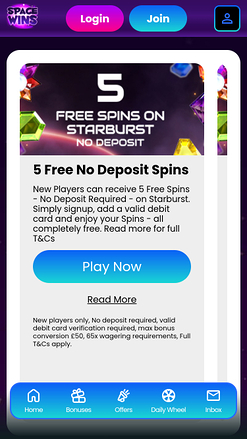 Space Wins Casino Mobile Promotions