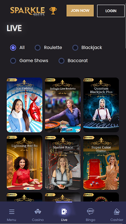 Sparkle Slots Casino Mobile Live Dealer