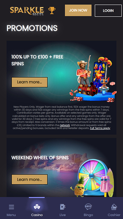 Sparkle Slots Casino Mobile Promotions