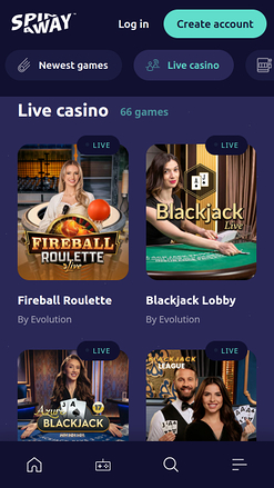 Spin Away Casino Mobile Live Dealer