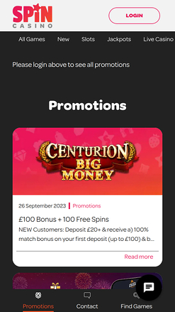 Spin Casino Mobile Promotions