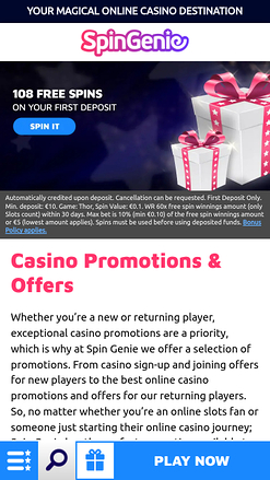 SpinGenie Casino Mobile Promotions